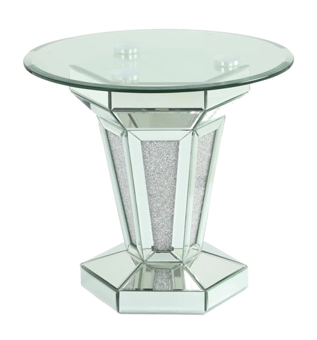 Diva Modern Style Glass End Table With Silver Fiinish | Cosmos | Home Elegance USA