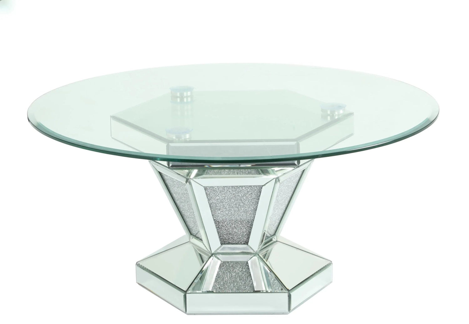 Diva Modern Style Glass Coffee Table With Silver Fiinish | Cosmos | Home Elegance USA