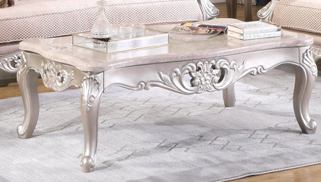 Daisy Traditional Style Coffee Table In Pearl Finish Wood | Cosmos | Home Elegance USA