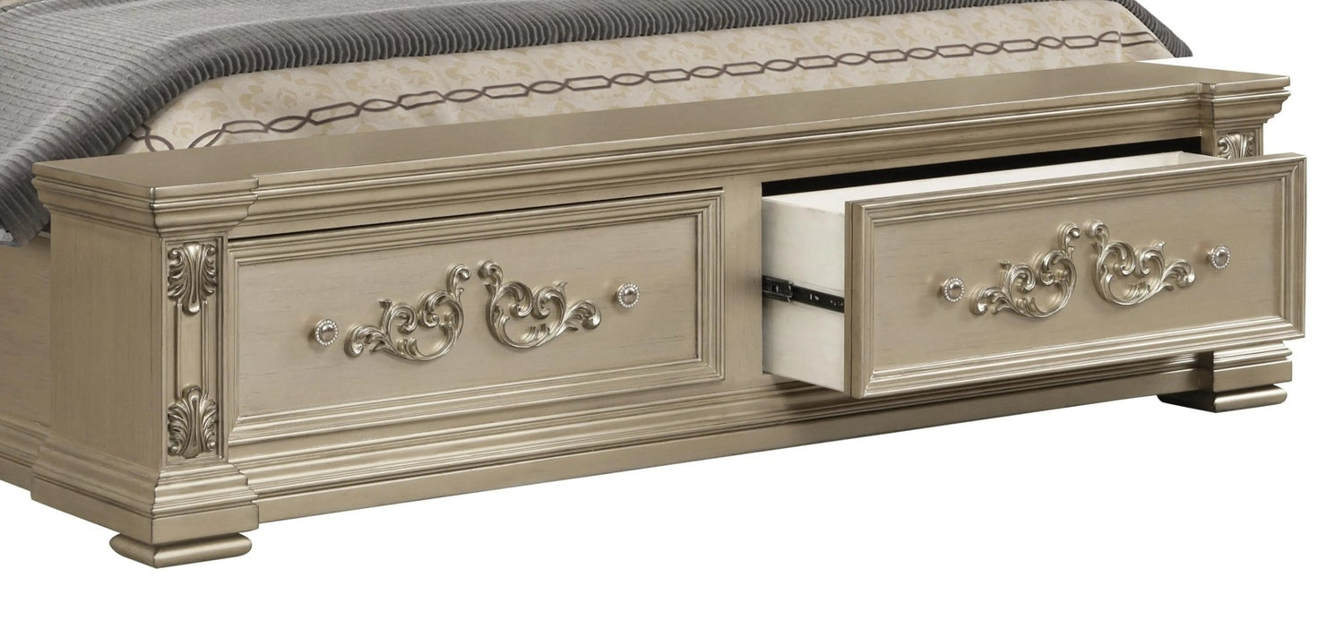 Alicia Transitional Style Queen Bed In Beige Finish Wood | Cosmos | Home Elegance USA