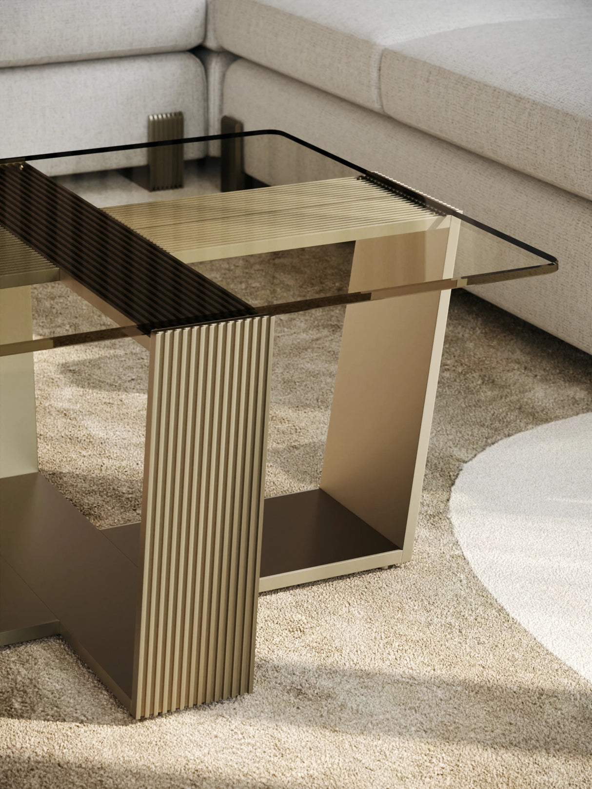 Counter Balance Cocktail Table Smoked Bronze Glass | Caracole Classic