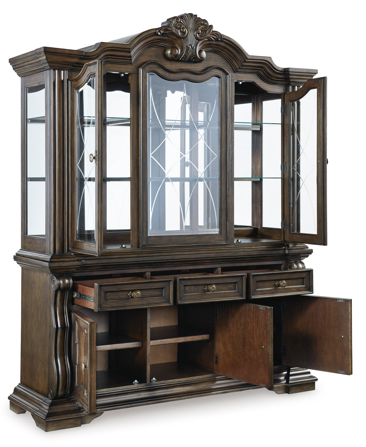 Ashley Dark Brown Maylee D947D1 Dining Buffet and Hutch - Home Elegance USA