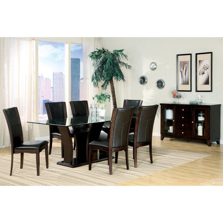 Daisy Rectangular Glass Top Dining Room Set In Espresso | Homelegance | Home Elegance USA