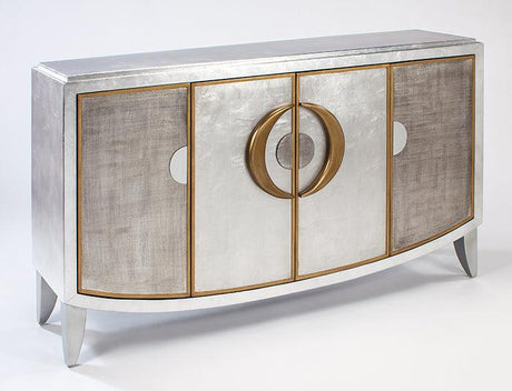 Artmax 1965-S Cabinet in dull old gold finish with optional wall mirror. Elegant rectangular cabinet offering luxury storage for dining, living, or entryway spaces.