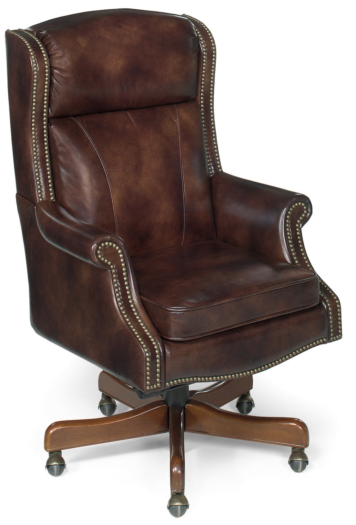 Merlin Executive Swivel Tilt Chair – Empire Byzantine Leather with Chestnut Finish - Hooker Furniture - sold by Home Elegance USA
