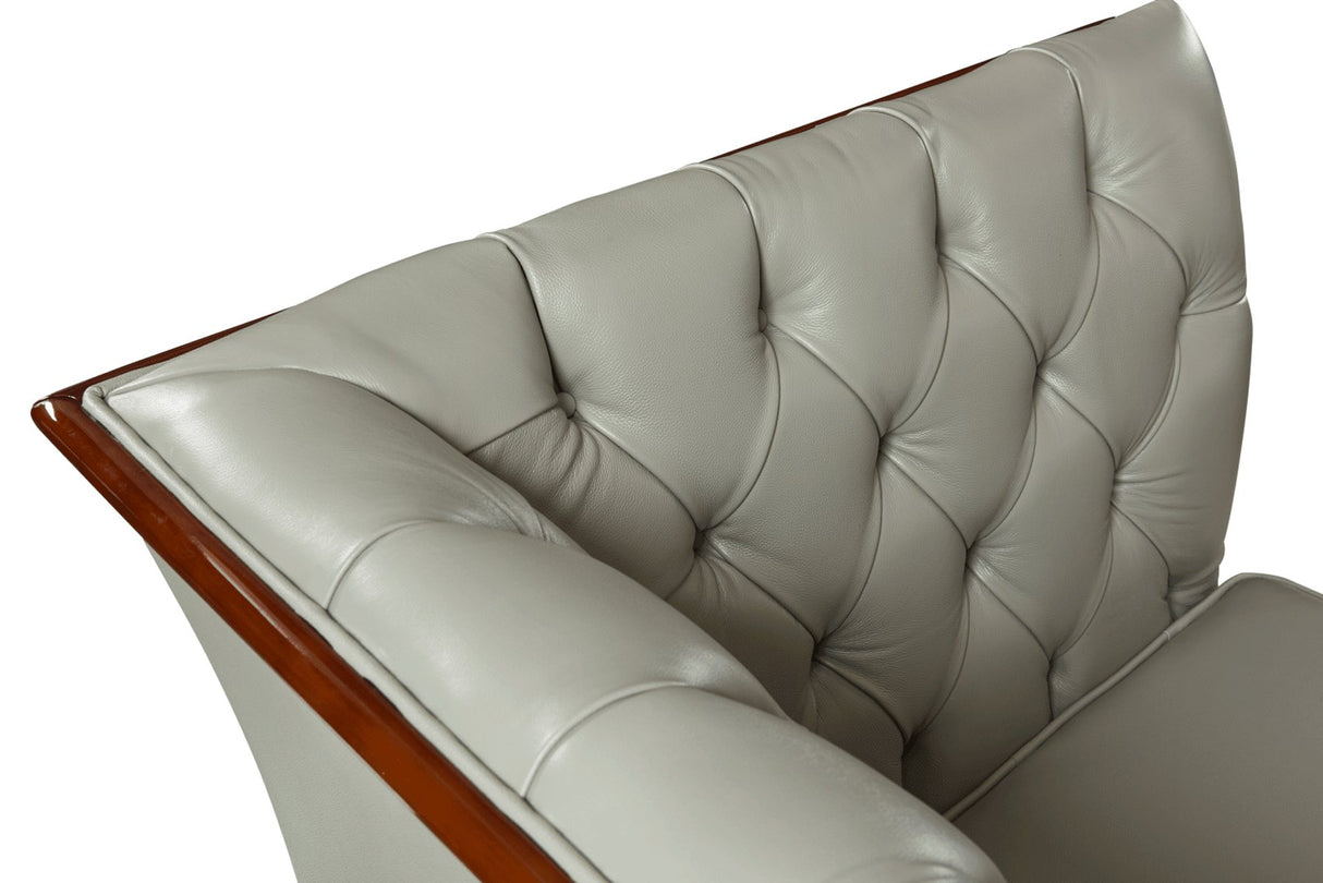 401 Grey Leather Armchair - 4011 | ESF | Home Elegance USA