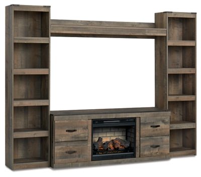 Ashley Brown Trinell EW0446W9 4 - Piece Entertainment Center with Electric Fireplace | Home Elegance USA