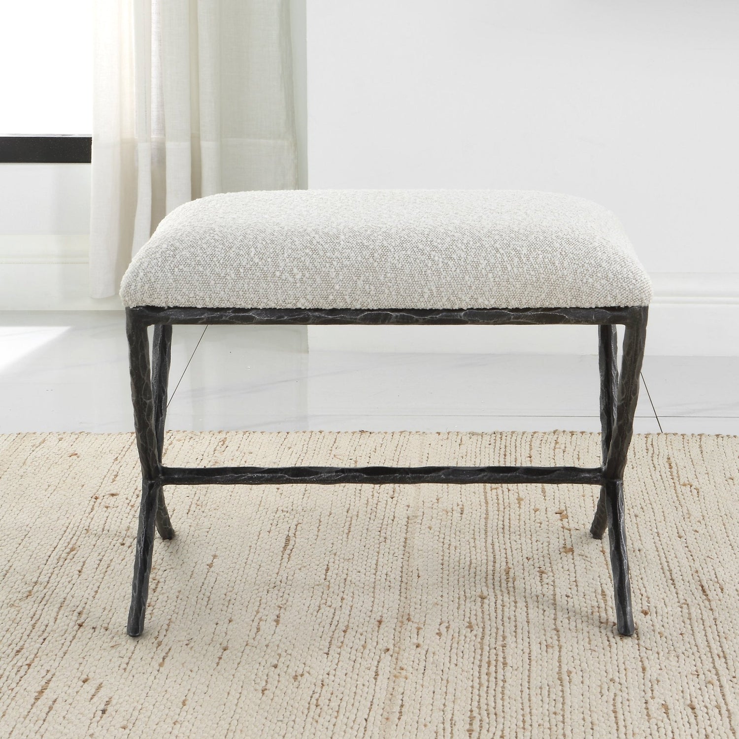 Brisby Gray Fabric Small Bench | Uttermost | Home Elegance USA