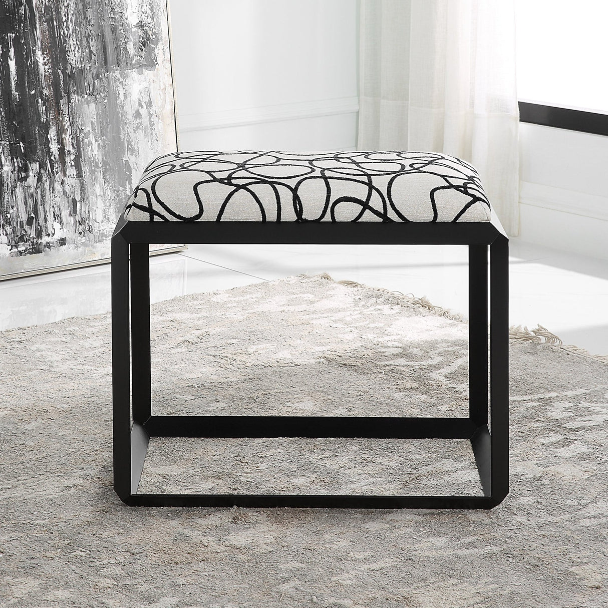 Curls Gray Small Bench | Uttermost | Home Elegance USA