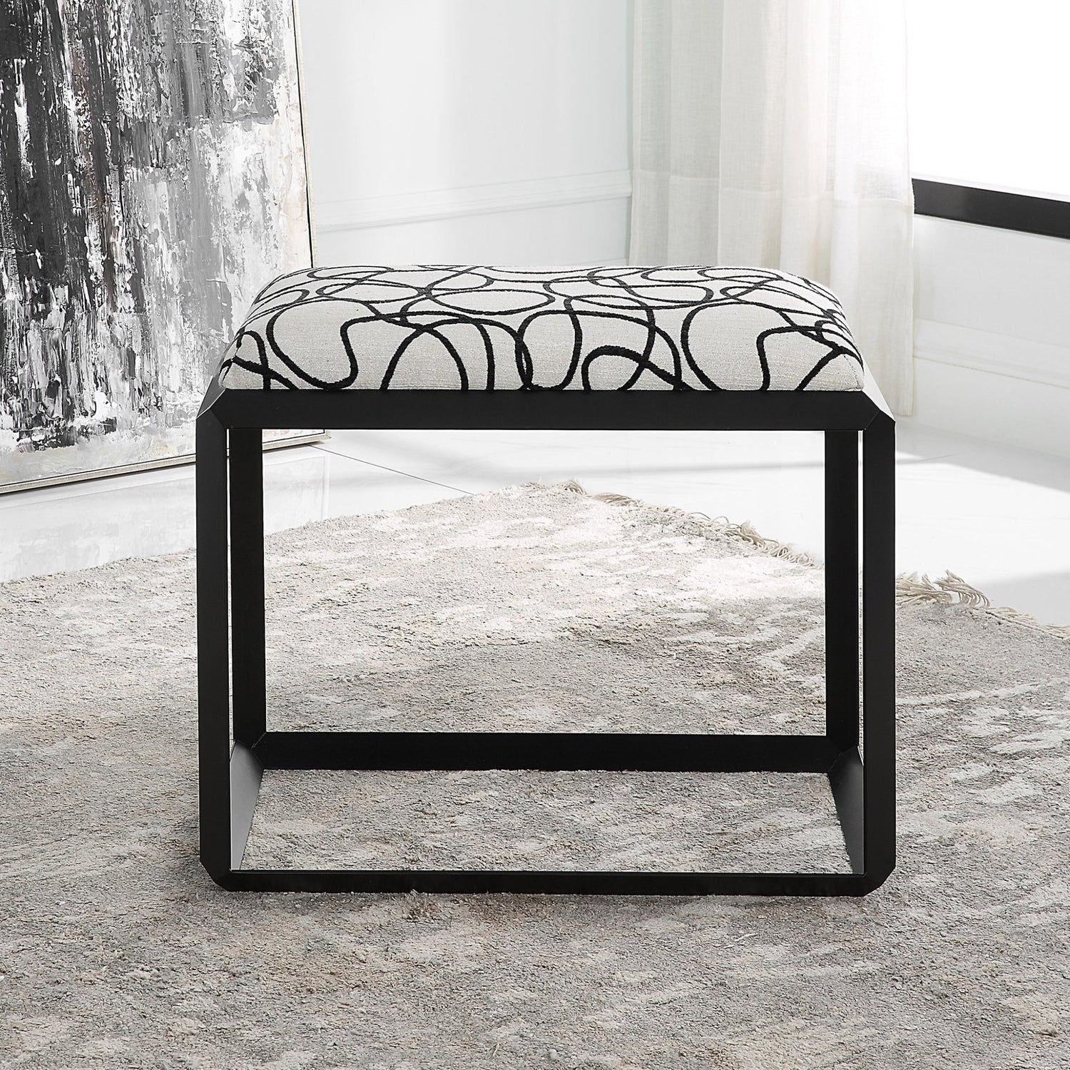 Curls Gray Small Bench | Uttermost | Home Elegance USA