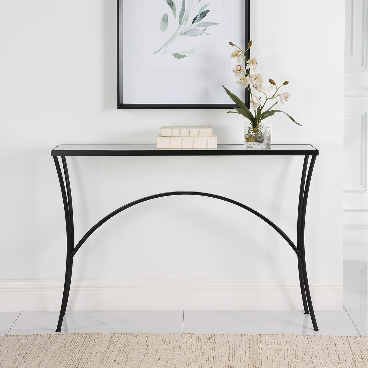 Alayna Black Metal & Glass Console Table | Uttermost | Home Elegance USA