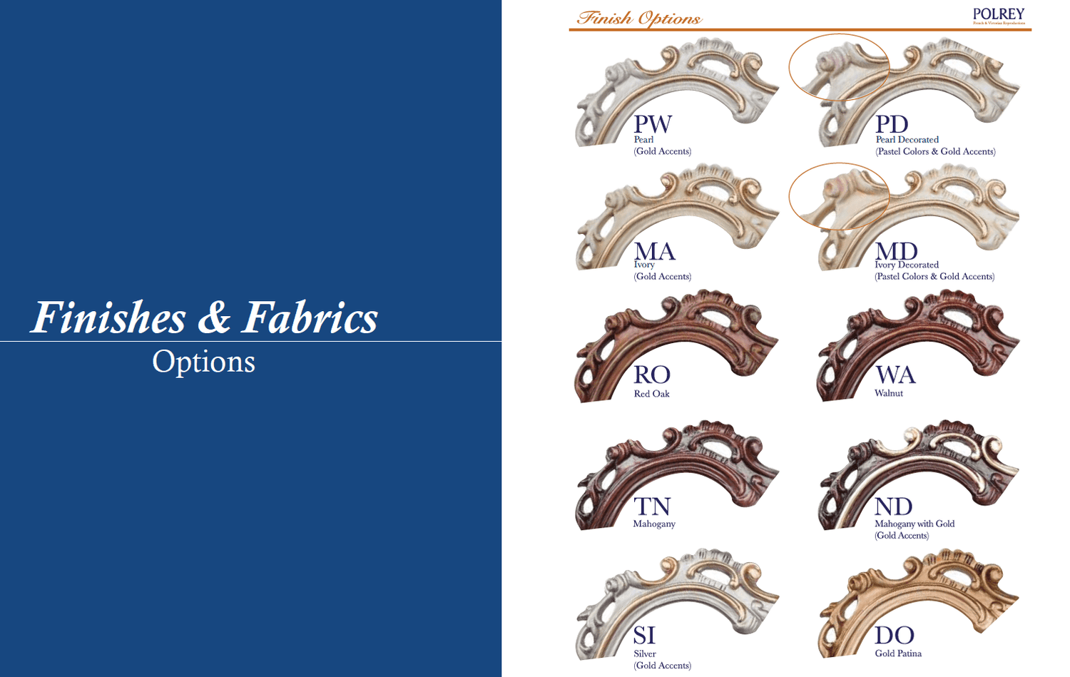 French Provincial Finishes | Polrey - Home Elegance USA