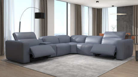 Franklin NL5115 6-Piece Sectional Smoke Gray Leather w/3 Power Headrest | BH Design - Home Elegance USA