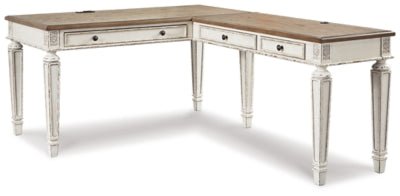Ashley White/Brown Realyn H743H1 2 - Piece Home Office Desk | Home Elegance USA