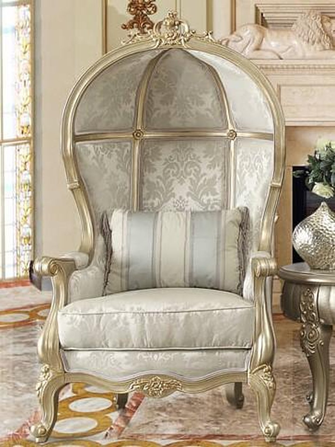 HD-01 Traditional Classic Accent Chair in Belle Silver Finish by Homey Design