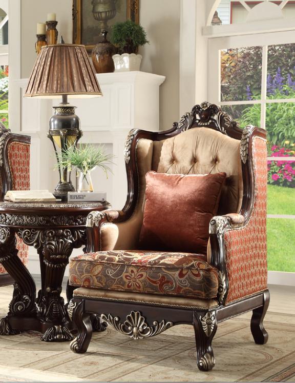 HD-111 Traditional Chair in Dark Red Mahogany Mansion Finish by Homey Design Furniture Homey Design Furniture