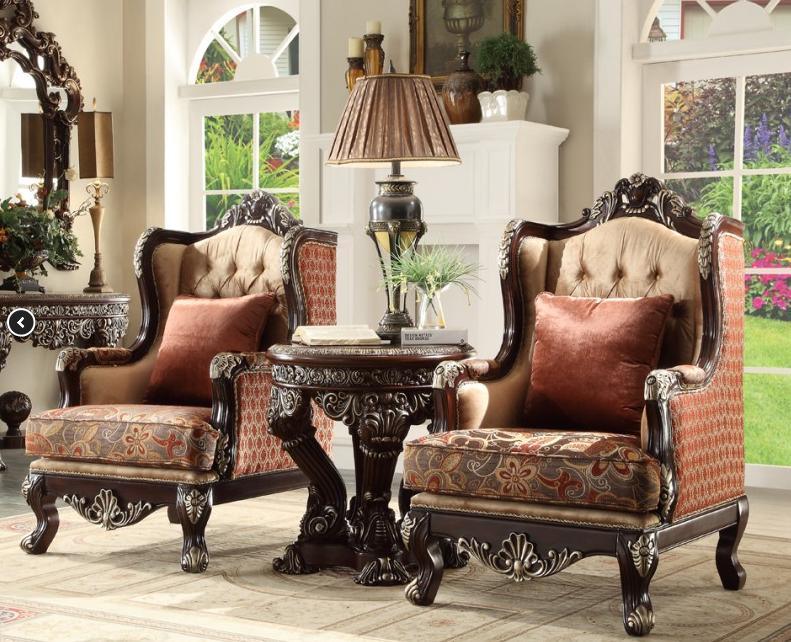 HD-111 Traditional Chair in Dark Red Mahogany Mansion Finish by Homey Design Furniture Homey Design Furniture