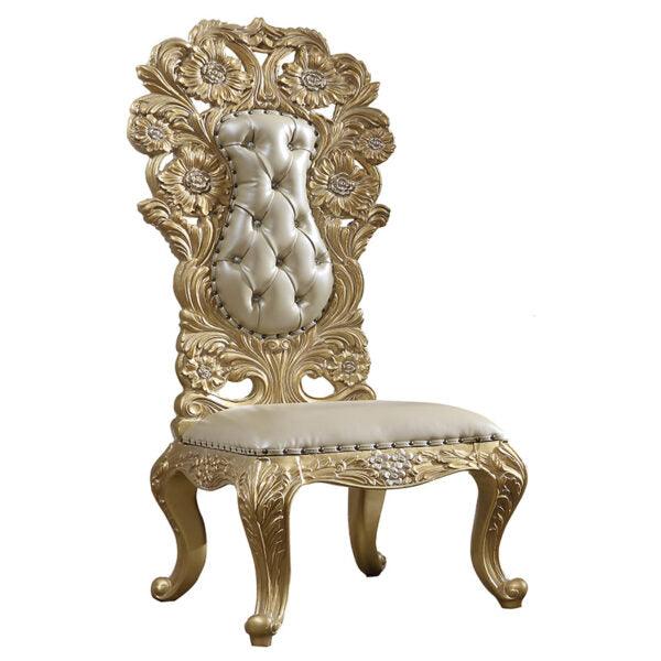 HD-1801 Traditional Dining Set in Metallic Antique Gold Wood Color and Leather Finish by Homey Design Homey Design Furniture