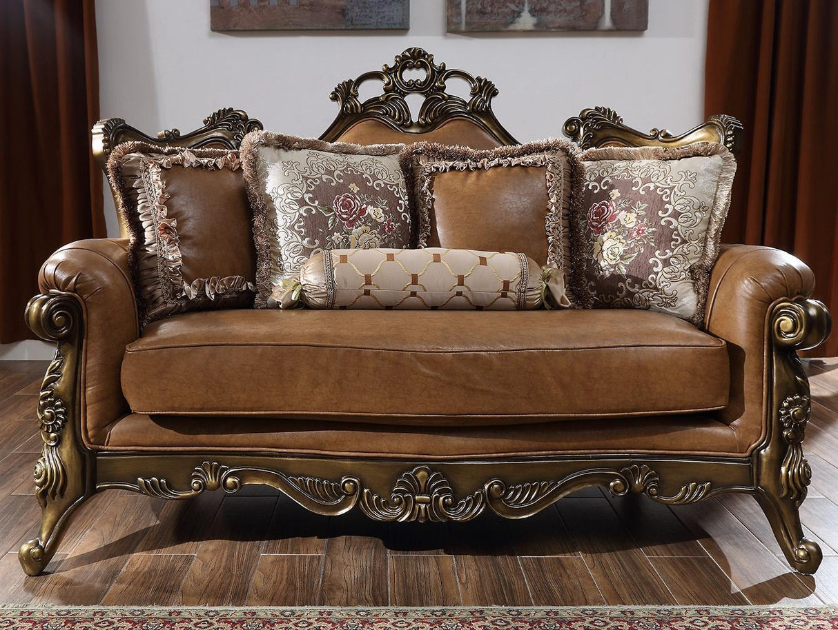 HD-555 Traditional Leather Sofa and Loveseat in Mohawk Finish by Homey Design Homey Design Furniture