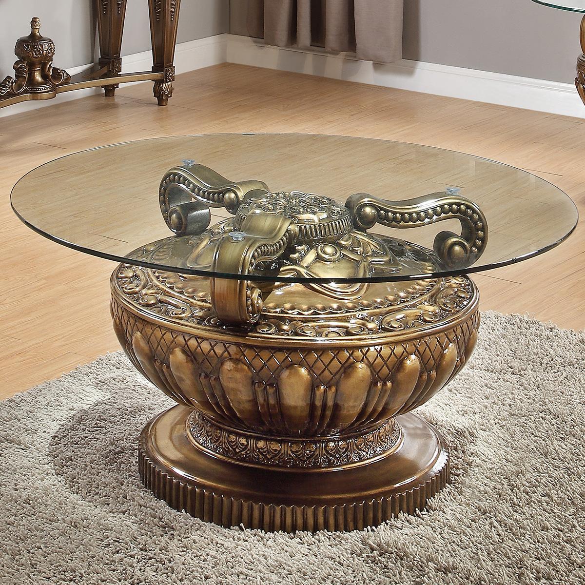 HD-6033 Traditional Sofa and Loveseat in Pearl Fabric & Bronze Finish by Homey Design Homey Design Furniture