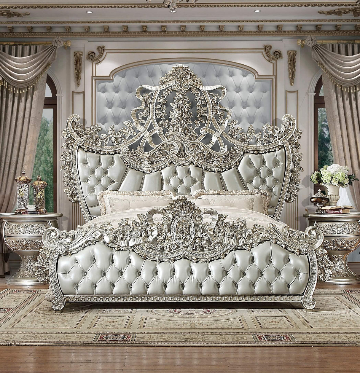 HD-8088 Bedroom Set in Metallic Silver Finish by Homey Design