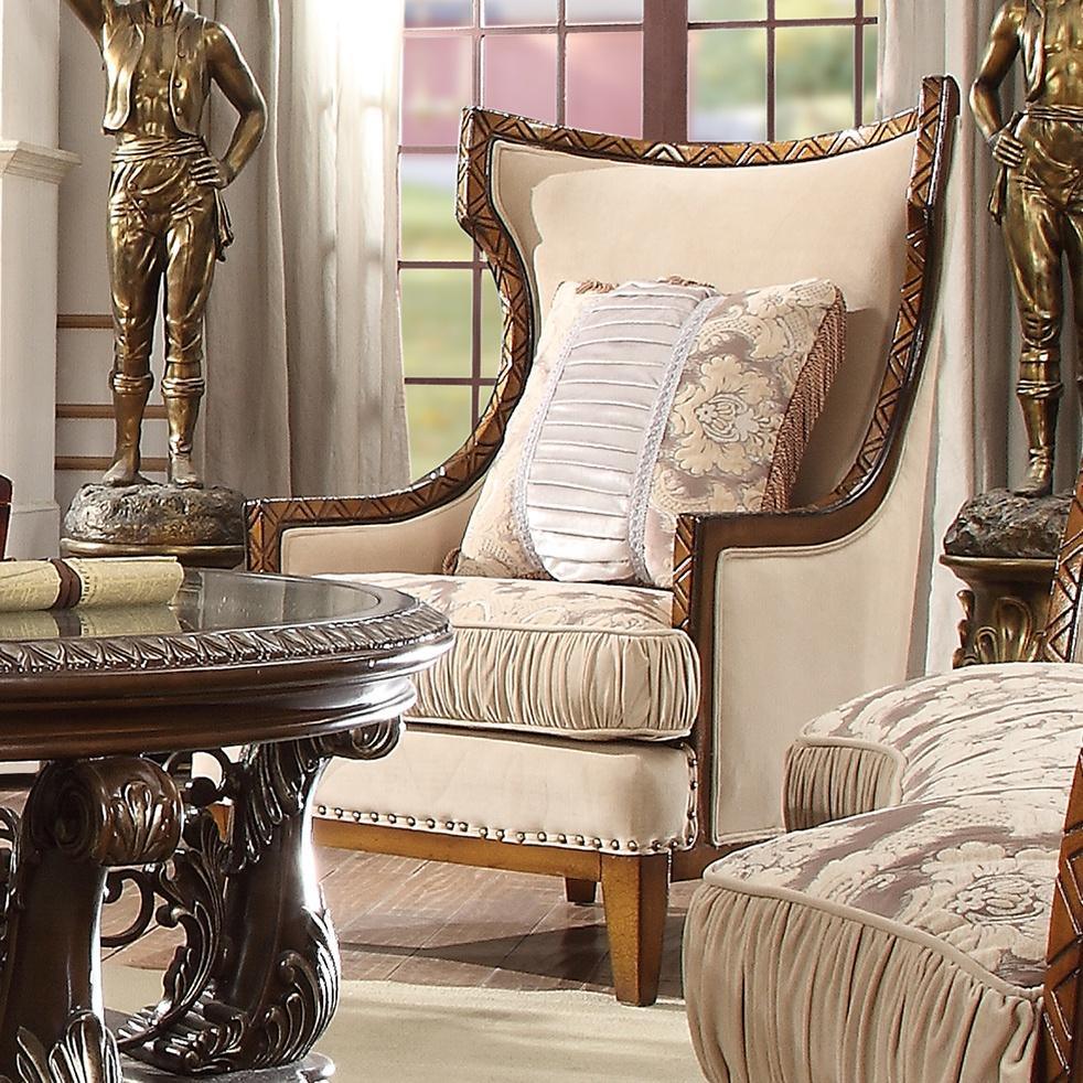 HD-823 Traditional Sofa and Loveseat in Antique Gold & Dark Oak by Homey Design Homey Design Furniture
