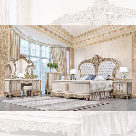 HD-9102 Bedroom Set in Golden Finish by Homey Design