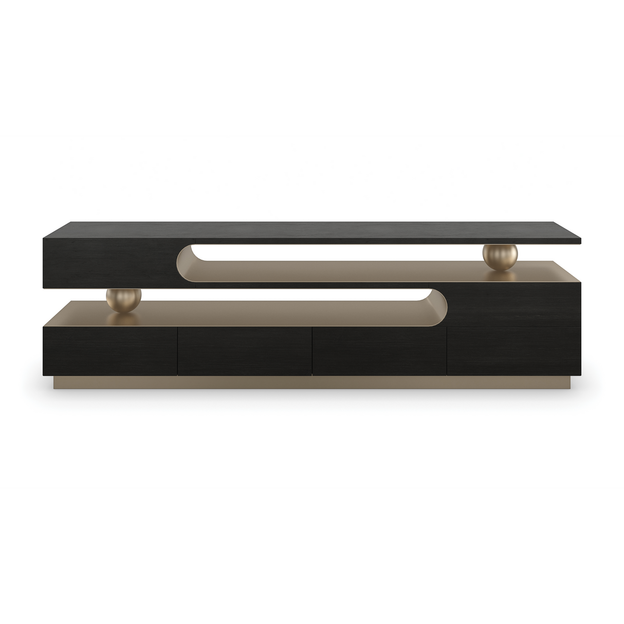Harmony Media Console Modern Walnut & Lucent Bronze | Caracole Modern