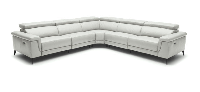 Hendrix 5-Piece Sectional Leather with 2 Power Recliners Off White | Home Elegance USA