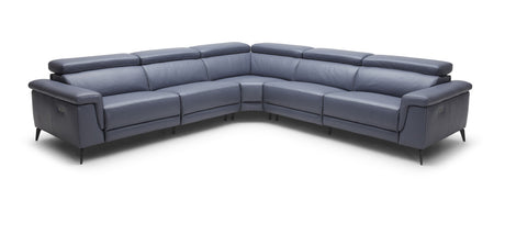 Hendrix 5-Piece Sectional Leather with 2 Power Recliners Slate Blue | Home Elegance USA