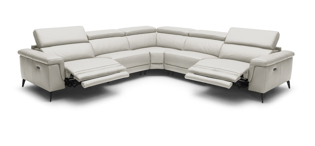 Hendrix 5-Piece Sectional Leather with 2 Power Recliners Smoke Gray | Home Elegance USA