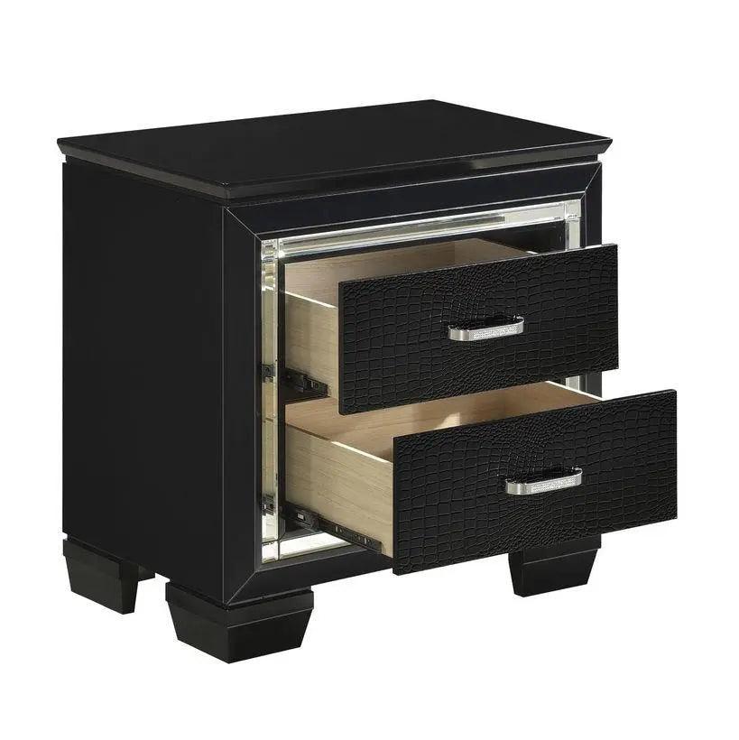 Allura Nightstand In Black 1916Bk - 4 | Homelegance | Home Elegance USA