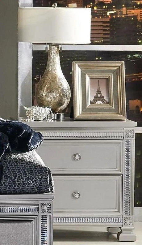 Bevelle 2 Drawer Nightstand In Silver 1958 - 4 | Homelegance | Home Elegance USA