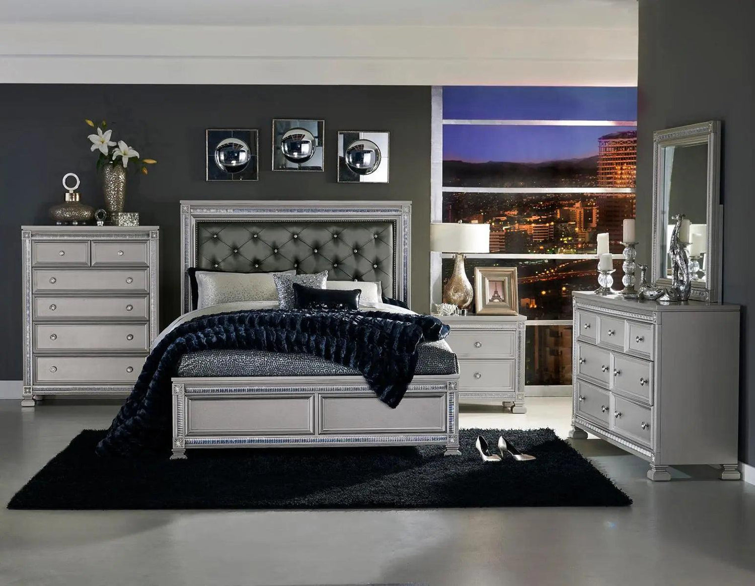 Bevelle 2 Drawer Nightstand In Silver 1958 - 4 | Homelegance | Home Elegance USA
