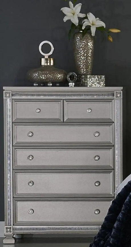 Bevelle 5 Drawer Chest In Silver 1958 - 9 | Homelegance | Home Elegance USA