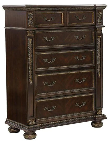 Catalonia 5 Drawer Chest In Cherry 1824 - 9 | Homelegance | Home Elegance USA