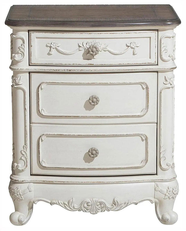 Homelegance Cinderella Night Stand In Antique White With Grey Rub-Through 1386Nw-4