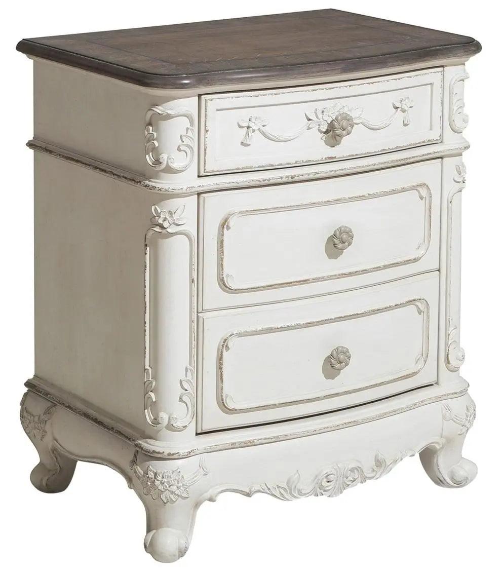 Homelegance Cinderella Night Stand In Antique White With Grey Rub-Through 1386Nw-4