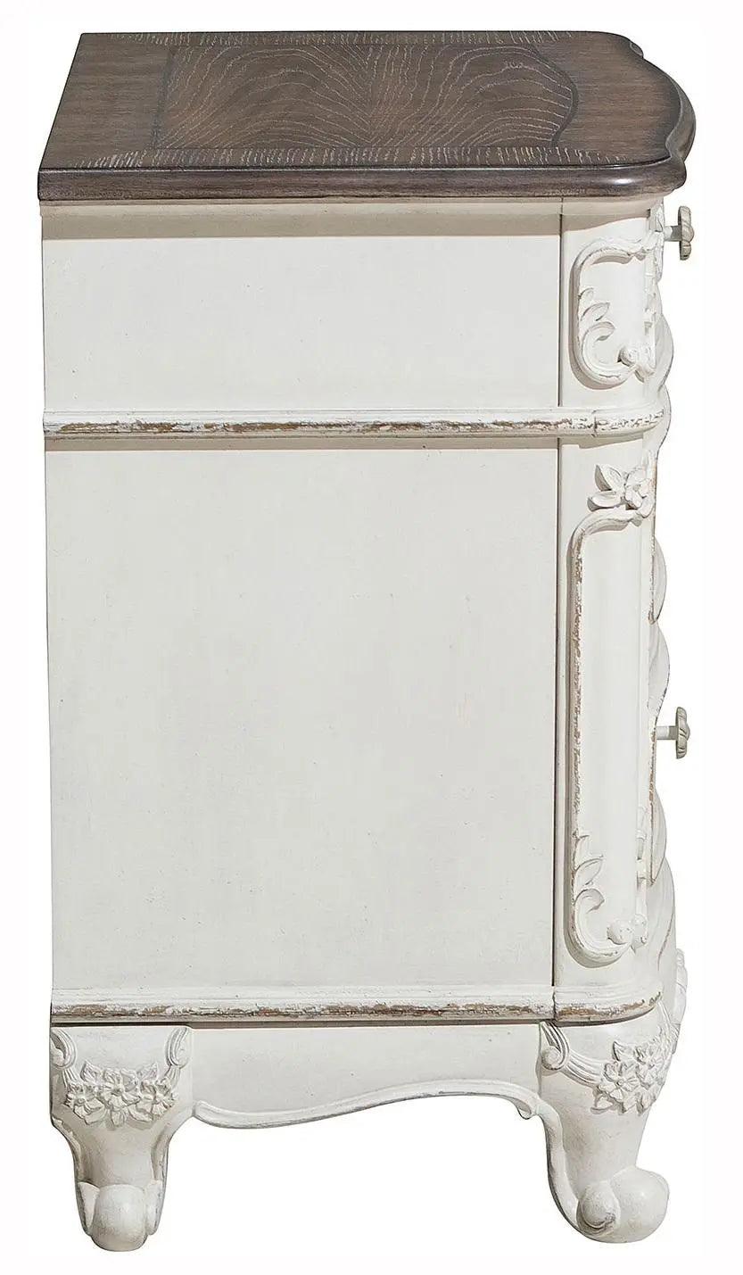 Homelegance Cinderella Night Stand In Antique White With Grey Rub-Through 1386Nw-4