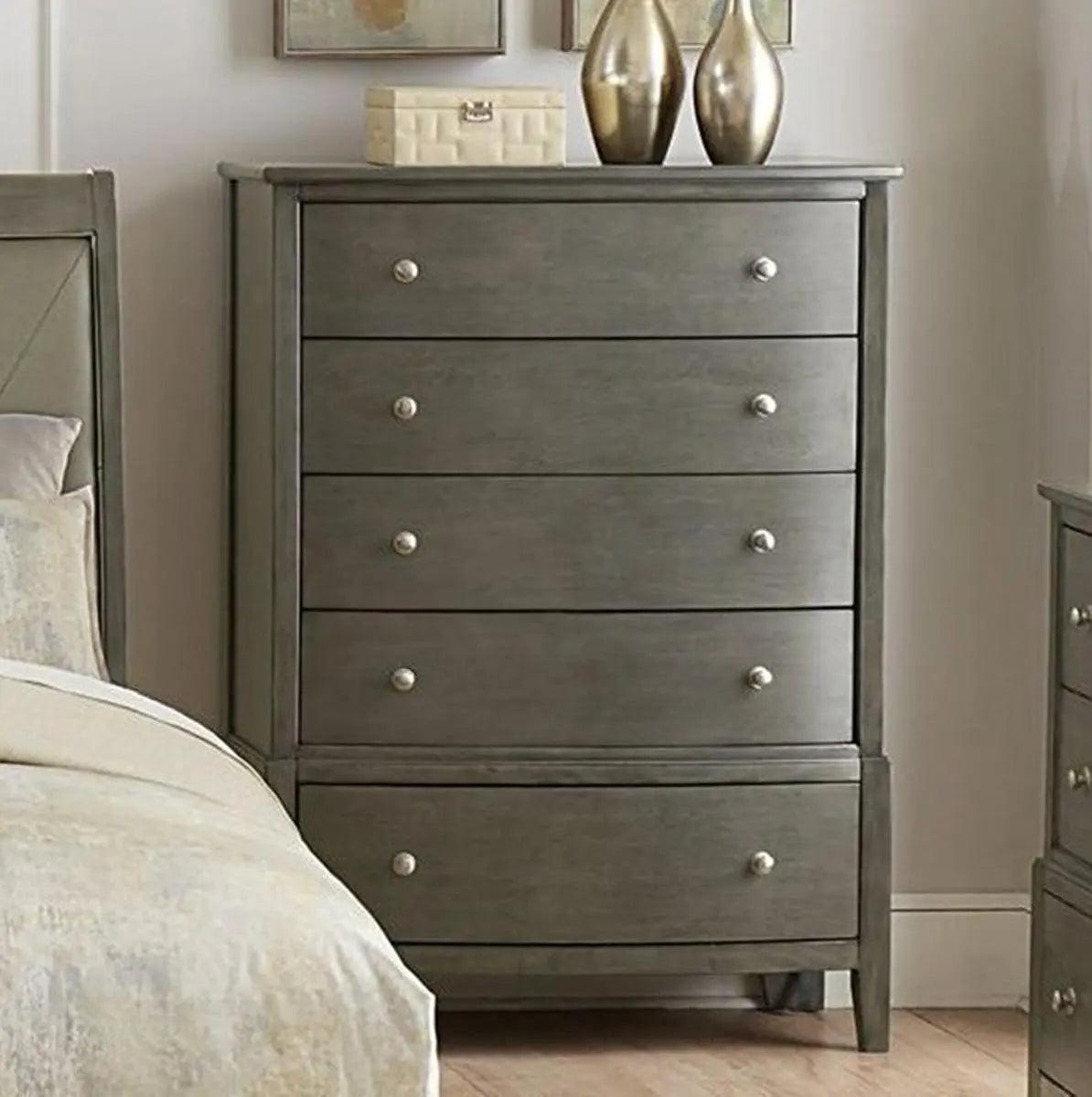Cotterill 5 Drawer Chest In Gray 1730Gy - 9 | Homelegance | Home Elegance USA