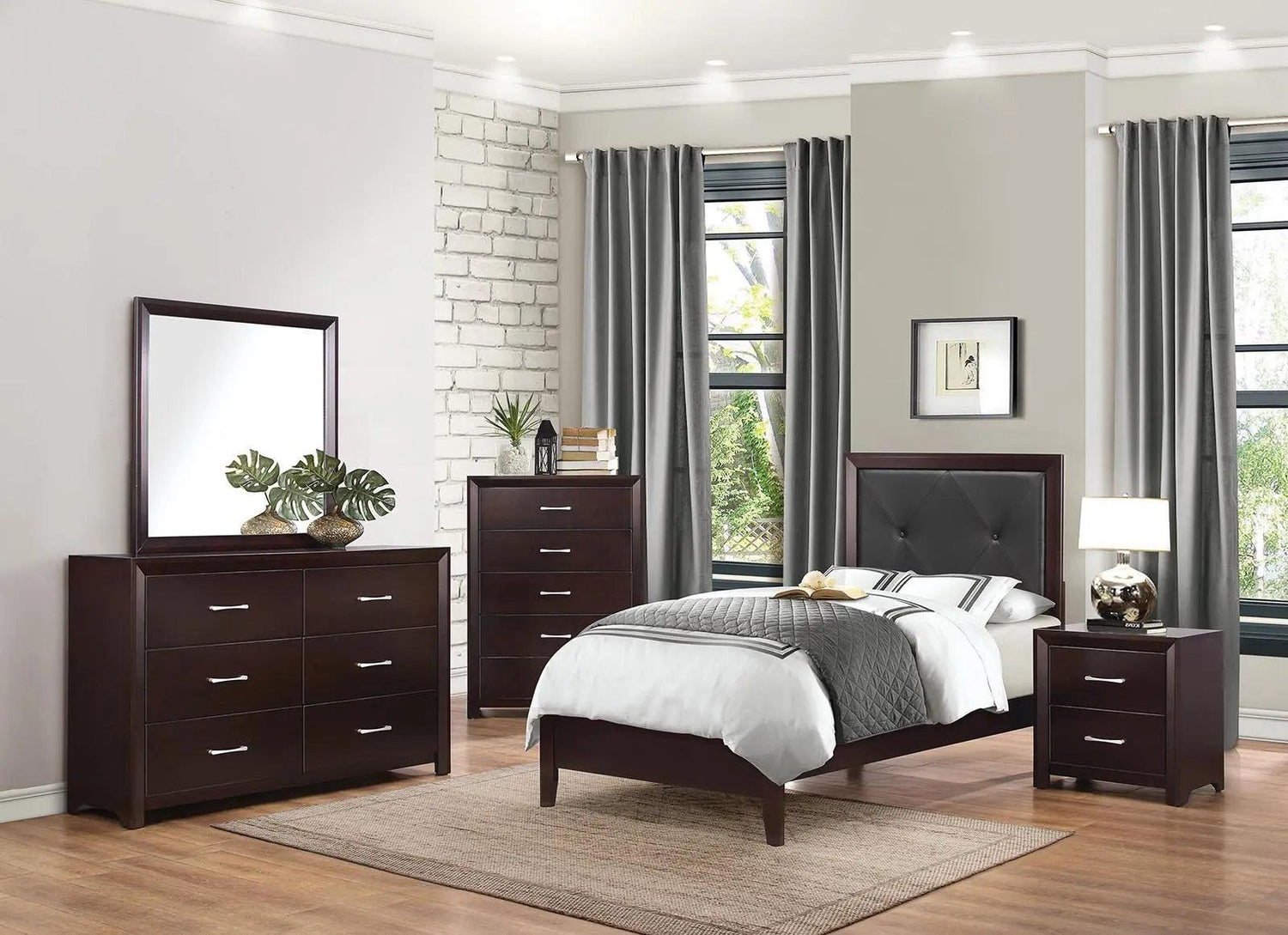 Homelegance Edina 5 Drawer Chest In Espresso-Hinted Cherry 2145-9