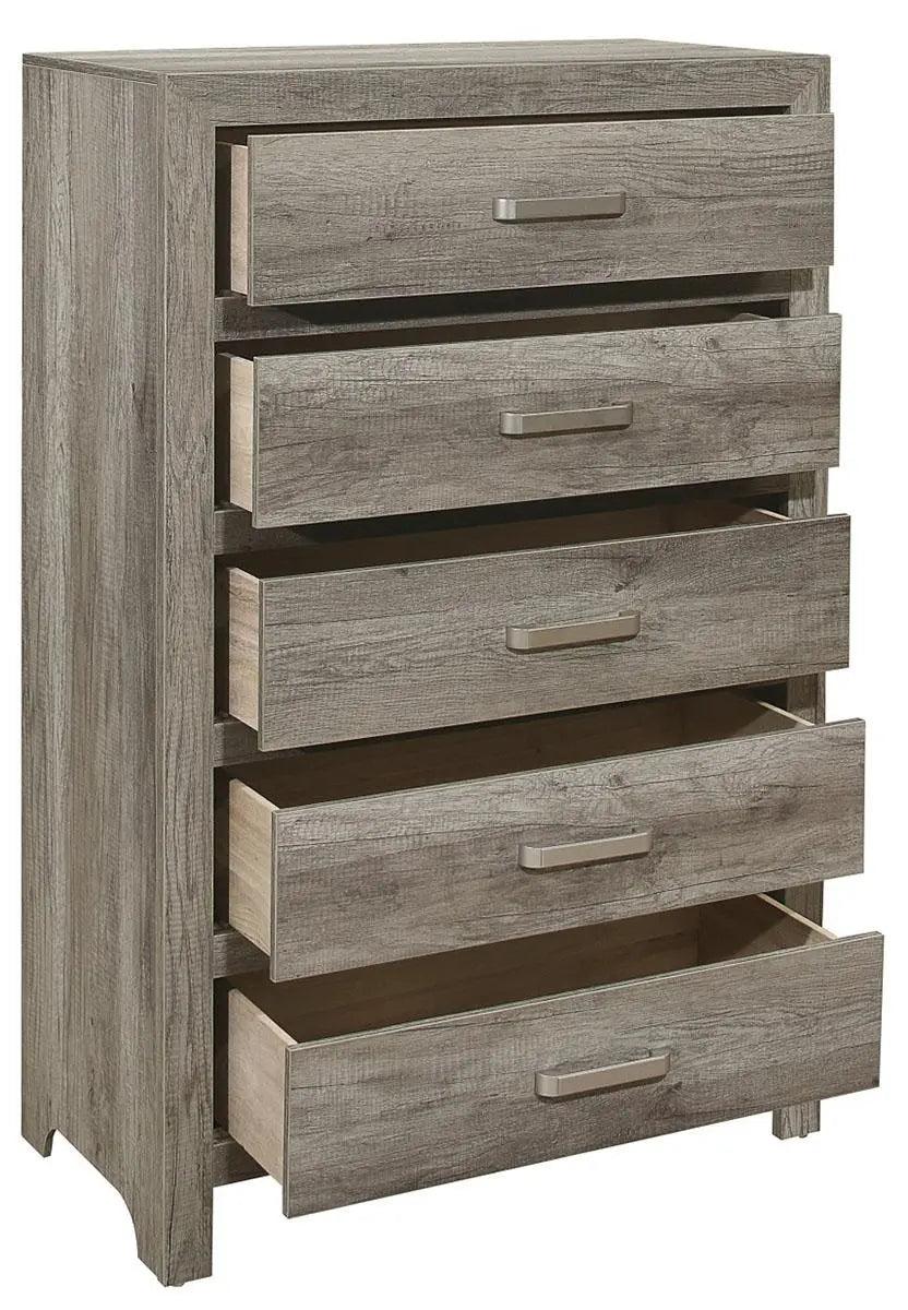Homelegance Furniture Mandan 5 Drawer Chest In Weathered Gray 1910Gy-9
