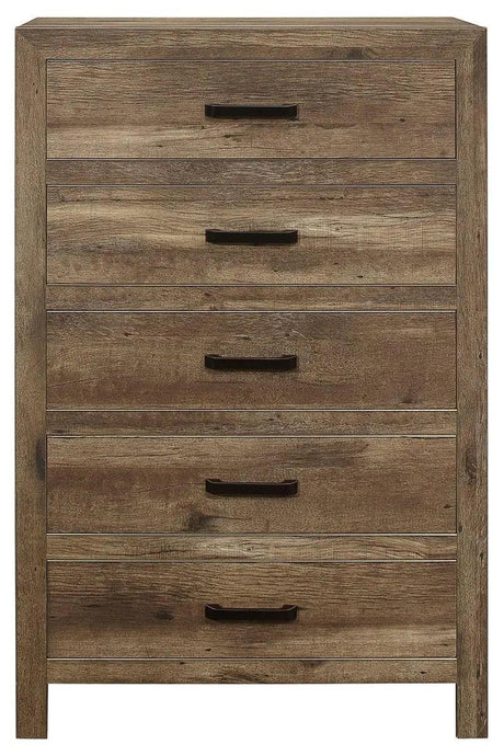 Homelegance Furniture Mandan 5 Drawer Chest In Weathered Pine 1910-9