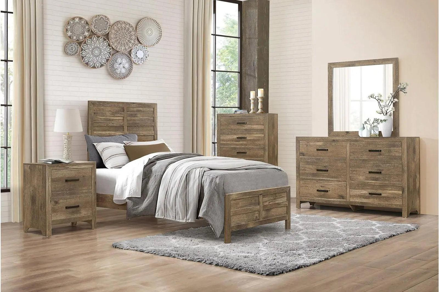 Homelegance Furniture Mandan 5 Drawer Chest In Weathered Pine 1910-9