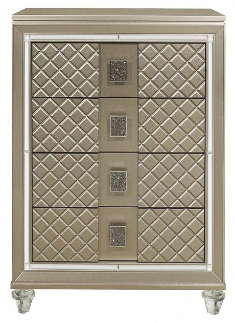 Homelegance Furniture Youth Loudon 4 Drawer Chest In Champagne Metallic B1515-9
