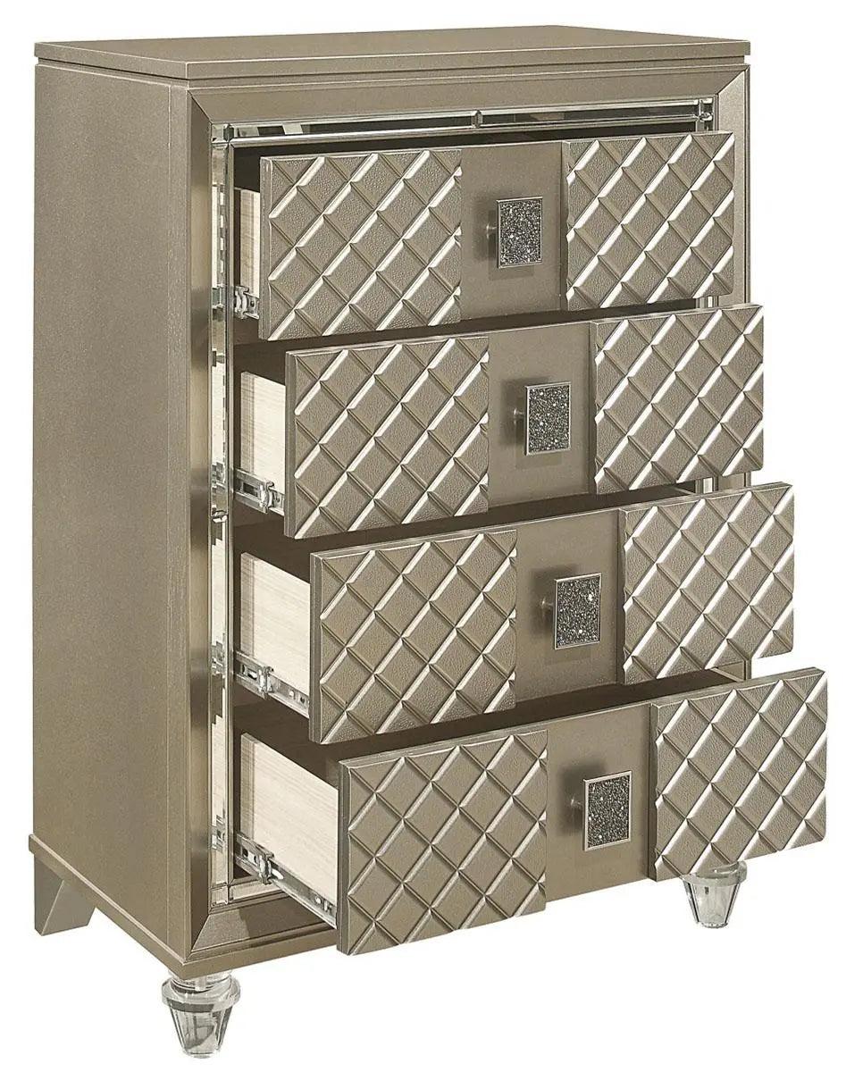 Homelegance Furniture Youth Loudon 4 Drawer Chest In Champagne Metallic B1515-9