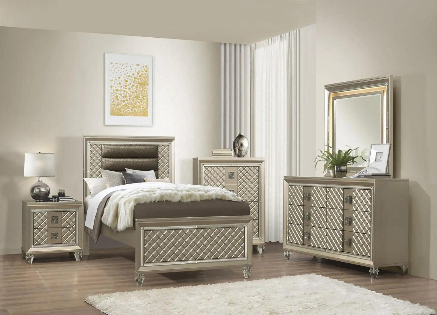 Homelegance Furniture Youth Loudon 4 Drawer Chest In Champagne Metallic B1515-9