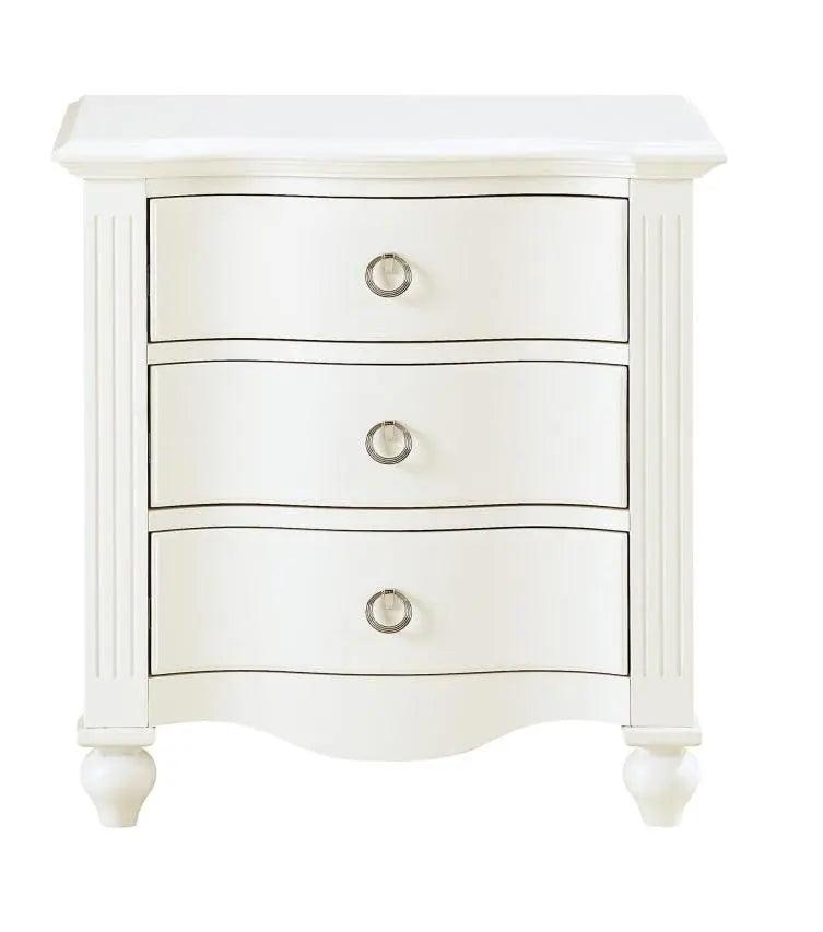 Homelegance Meghan 3 Drawer Nightstand In White 2058Wh-4