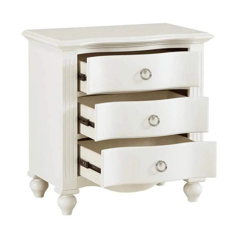 Homelegance Meghan 3 Drawer Nightstand In White 2058Wh-4