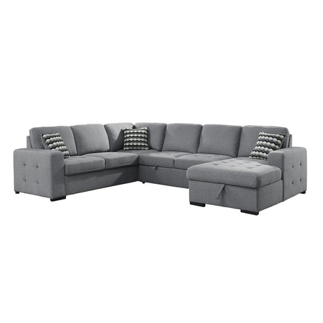 Homelegance - Solomon 4-Piece Sectional With Pull-Out Bed And Hidden Storage - 9313Gy-42Lrc - Home Elegance USA